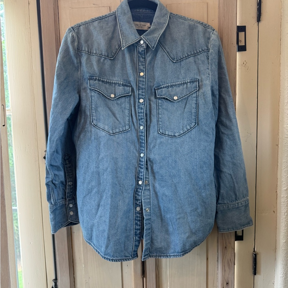 Cotton rag & bone light blue denim shirt